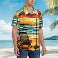thumbnail image 5 of Balery Beach Umbrella Sunset Print Men's Hawaiian Shirts Short Sleeve Beach Shirt Relaxed Fit Vacation Button Down Shirts-Large, 5 of 9
