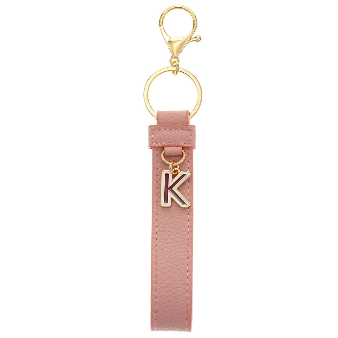 Time and Tru Faux Leather Initial "K" Monogram Keyring Clip, Pink