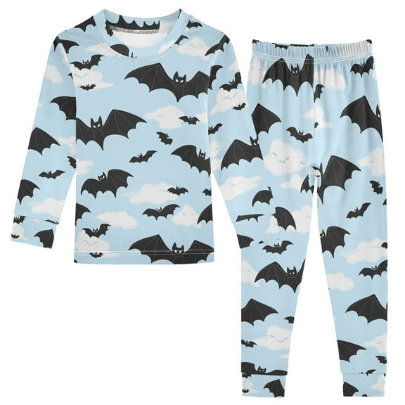 joogoo Bat and Cloud 2 Piece Long Sleeve Tee and Pants Cotton Pajama Set 5Y