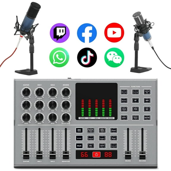 Podcast Equipment Bundle, 2 F11 Condenser Microphones for Y12 Live Sound Card, Perfect for Podcasting, Recording, Singing, Streaming