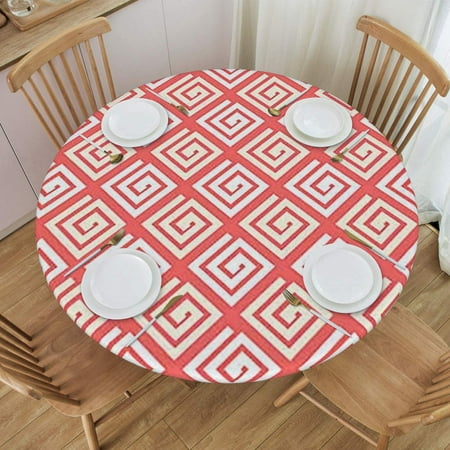 

Rhombus with Simple Striped Lines Artful Geometric Pale Pink Round Table Set - Perfect for Dining Table Parties and Camping 40 -48 24jl23caA88