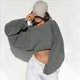 thumbnail image 4 of Sudaderas de Larga con Globo para Mujer, Sudaderas , Cuello Redondo Extragrande Gris L, 4 of 7