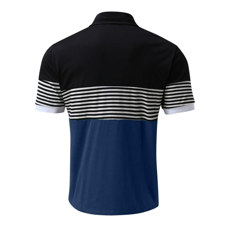 B91xZ Shirts For Men Male Summer Casual Striped Fabric T Shirt