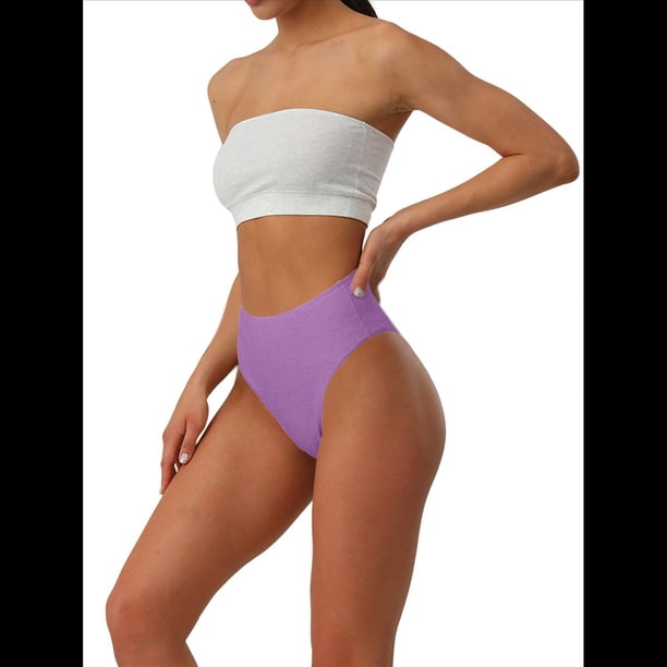 Braguitas de Algodón para Mujer, Talla Grande, con Medias Caderas, Cintura Alta, Color Liso, con Abertura Alta. S