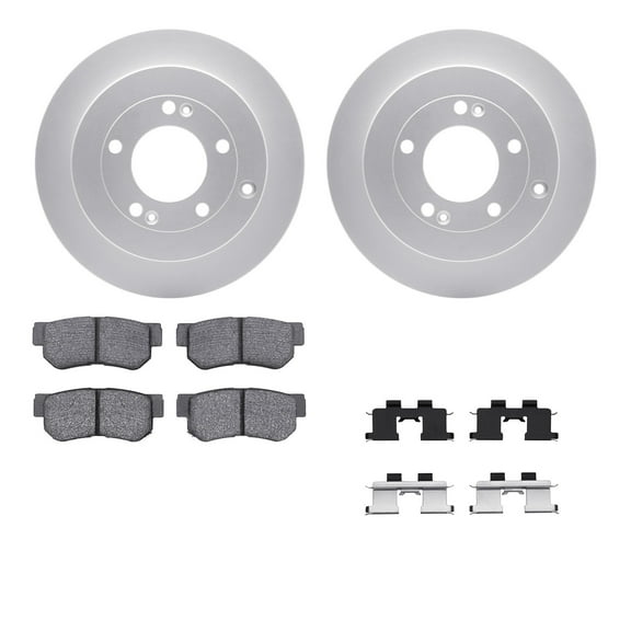 Dynamic Friction Company Rear Geospec Brake Rotors with 5000 Advanced Brake Pads includes Hardware 4512-03129