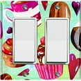 thumbnail image 1 of Metal Light Switch Wall Plate Outlet Cover (Coffee Mocha Candy Bean Toffee Swirl Cupcake Teal Green Polka Dots Heart - Double Rocker), 1 of 2