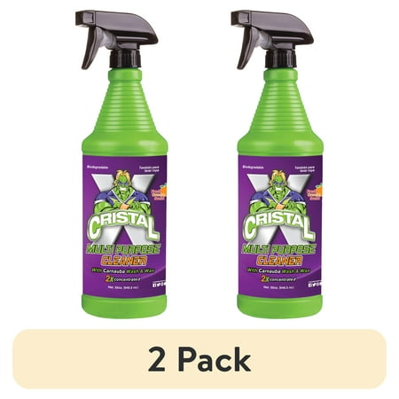 (2 pack) Cristal Products Cristal X Multipurpose Household Spray Bottle with Carnuba Wash/Wax 32oz