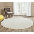 thumbnail image 3 of SAFAVIEH Popcorn Solid Polyester Shag Area Rug, Ivory, 6' x 6' Round, 3 of 5