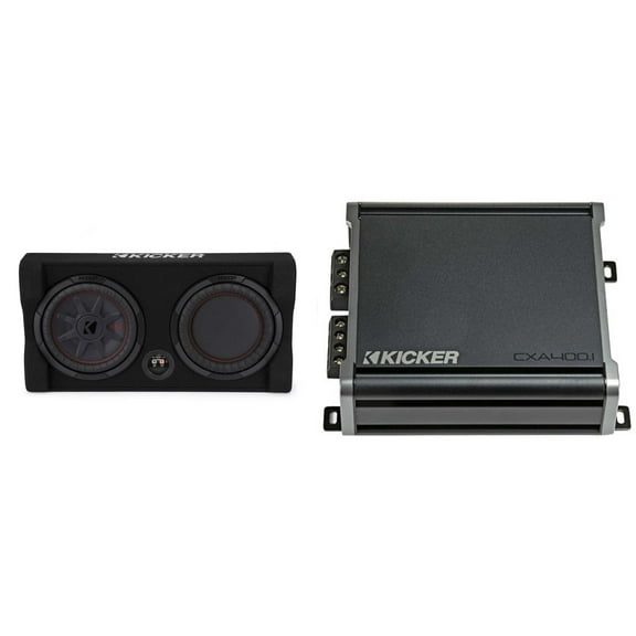 Kicker Comp RT 10 Inch 48TRTP102 Thin Down Firing Enclosure Package with 46CXA4001 Amp Bundle