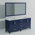 thumbnail image 3 of 72 In. W X 22 D Navy Blue Bathroom Vanity With White Quartz Top & 28 Mirror - Soft Close, 2 Cabinets, 6 Drawers, Open Shelf For Extraordinary Storage, Scratch And Stain Double Bath Surface, Two Six, 3 of 7