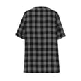 thumbnail image 4 of ZUKMRJPC Womens Summer Tops V Neck Button Down Short Sleeve Checkered Shirts Loose Fit Casual Lightweight Gingham Plaid Tunic Shirts, 4 of 6