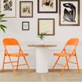 thumbnail image 6 of EastVita Set of 2 Folding Chairs,PU Upholstered Foldable Metal Frame,Portable Beige Folding Chairs,Hold Up to 350 lbs,Orange, 6 of 8