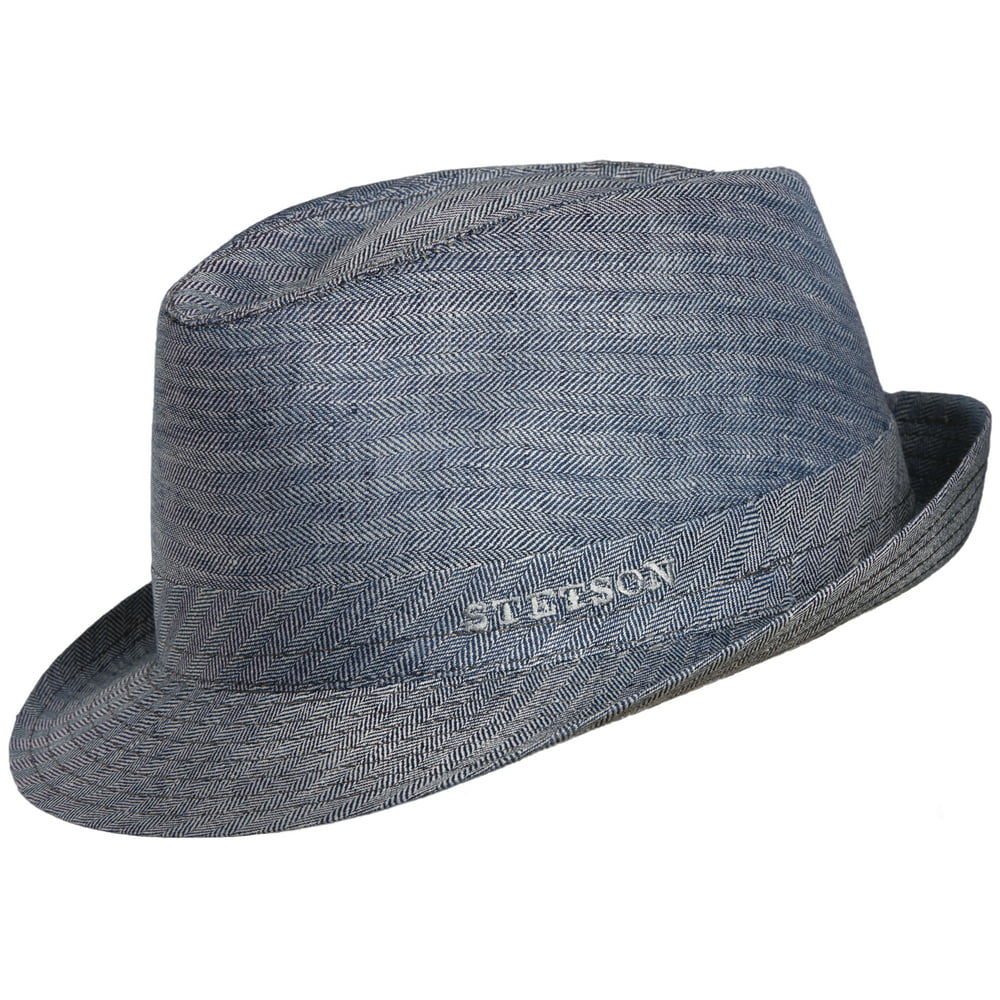 Stetson - Size Medium Mens Linen Snap Brim Fedora Hat, Blue - Walmart ...