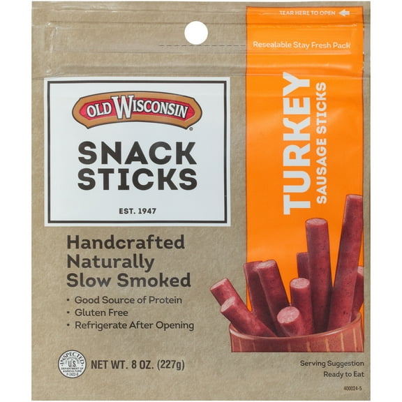 Old Wisconsin® Snack Sticks Turkey Sausage Sticks 8 oz. Pouch