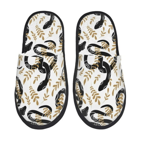 

Slippers for Women Cartoon Black Cute Snake Leaves Womens Slippers Fuzzy Winter House Shoes Soft Anti-Skid Slippers Indoor and Outdoor