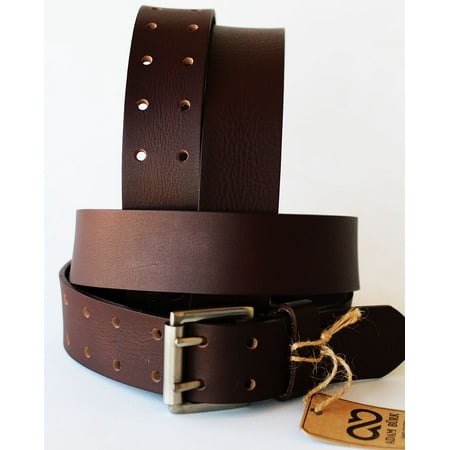 380 Leather Belt Slide Holster - Adam Burk Mens Western Double Hole 100% Cow Leather Belt Gun Holster BRN 1 1/2