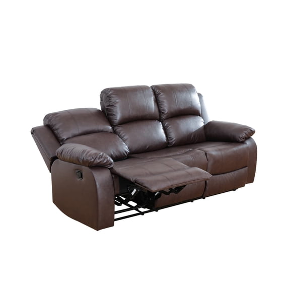 Semi PU and PVC 3-Seat Sofa - Modern Sofa with Intelligent Functions, Solid Wood Frame, and High-Quality Sponge for Living Room