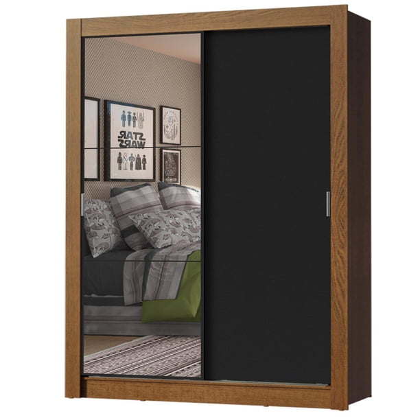 Ropero Closet Madesa Dallas Plus 2 Puertas Corredizas con Espejo 4 Cajones MN