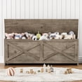 thumbnail image 3 of Large Wooden Storage Chest with Safety Hinges – 47.2" Lift-Top Trunk Bench, 300 lbs Capacity, Entryway Shoe and Toy Organizer for Bedroom & Living Room, Farmhouse Style, Easy Assembly, Washed Ash, 3 of 6