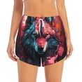 thumbnail image 2 of Gukieu Red Flame Wolf Head Print Women's Sports Shorts with Drawstring Elastic Waistband for Running, Yoga, Fitness-XX-Large, 2 of 7