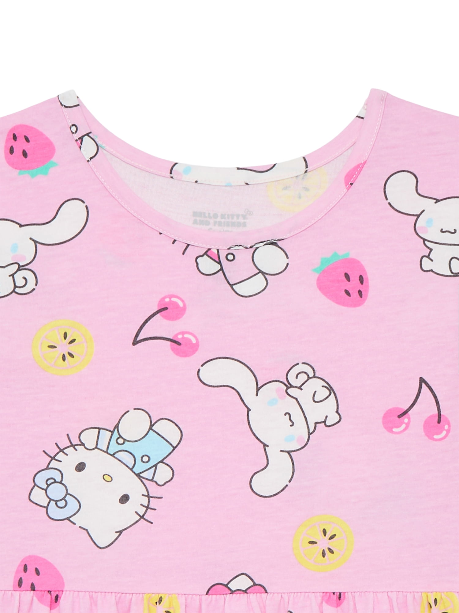 Hello Kitty Girls Allover Print Dress with Short Sleeves, Sizes 4-12