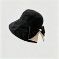 thumbnail image 4 of Hfnxid Women's Korean-Style Color-Block Bucket Hat with Bow, Wide-Brim Sun Cap for Face-Slimming Look, Breathable Lightweight Summer Shade Hat, 4 of 5