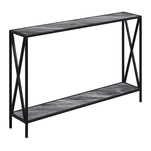 Pemberly Row Modern Console Table in Faux Gray Marble Wood Finish