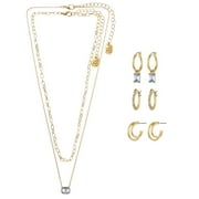 Time and Tru Birthstone Necklace and Earring Set, Gold with Sapphire for September