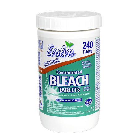 Evolve Concentrated Bleach Tablet Bulk Size, 240 Tablets, 1 Pack, Linen Breeze Scent