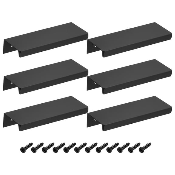 Uxcell Cabinet Finger Edge Pull, 10pcs 80mm/3.15 Aluminum Alloy Back Mount Hidden Cabinet Pulls for Drawer, Black