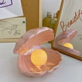 thumbnail image 4 of JUNWELL Shell Pearl Design Night Light Ceramics Desktop Ornament Bedside Decorative Lamp Home Decor Lamp for Bedroom (Pink), 4 of 6