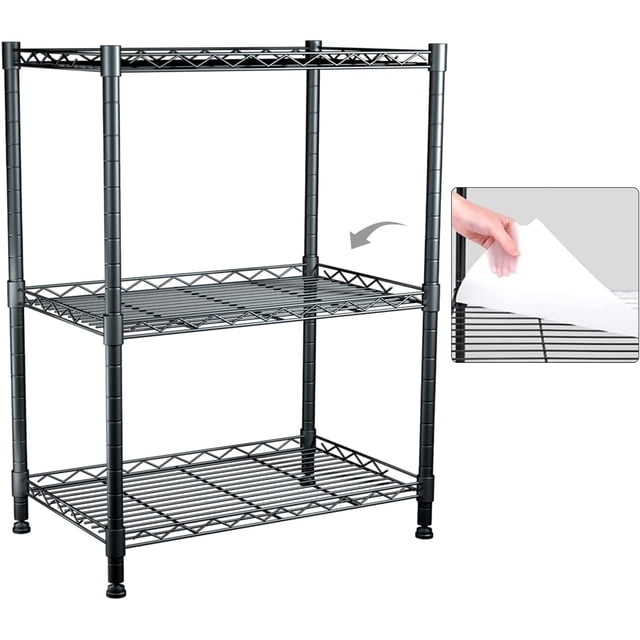 Estantes de almacenamiento de 3 niveles, unidad de estantes de alambre, organizador de estantes de metal ajustables de pie, estantes de almacenamiento para restaurante, garaje, despensa, cocina,