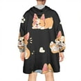 thumbnail image 2 of Wearable Oversized Blanket,Cartoon Corgi Dog and Footprints Wearable Blanket Hoodie for Adults,Cozy Hooded Blankets with Super Pockets,Super Warm Fuzzy Pullover for Women & Men, 2 of 6