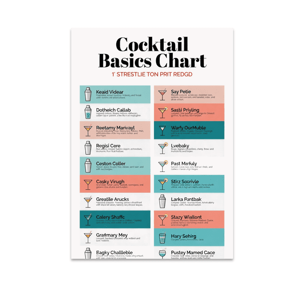 Cocktail Basics Chart - Home Bar Enthusiast - 13x19 Poster Print