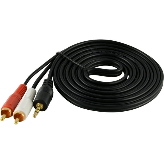 JacobsParts 3.5mm to RCA Cable, 8ft RCA Male to Aux Audio Adapter Headphone Jack Y Splitter Auxiliar Cord 1/8 to RCA Connector for Smartphones, Tablets, and More