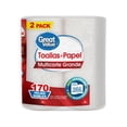 thumbnail image 2 of Toallas de papel Great Value multicorte grande 170 hojas dobles 2 pack, 2 of 4