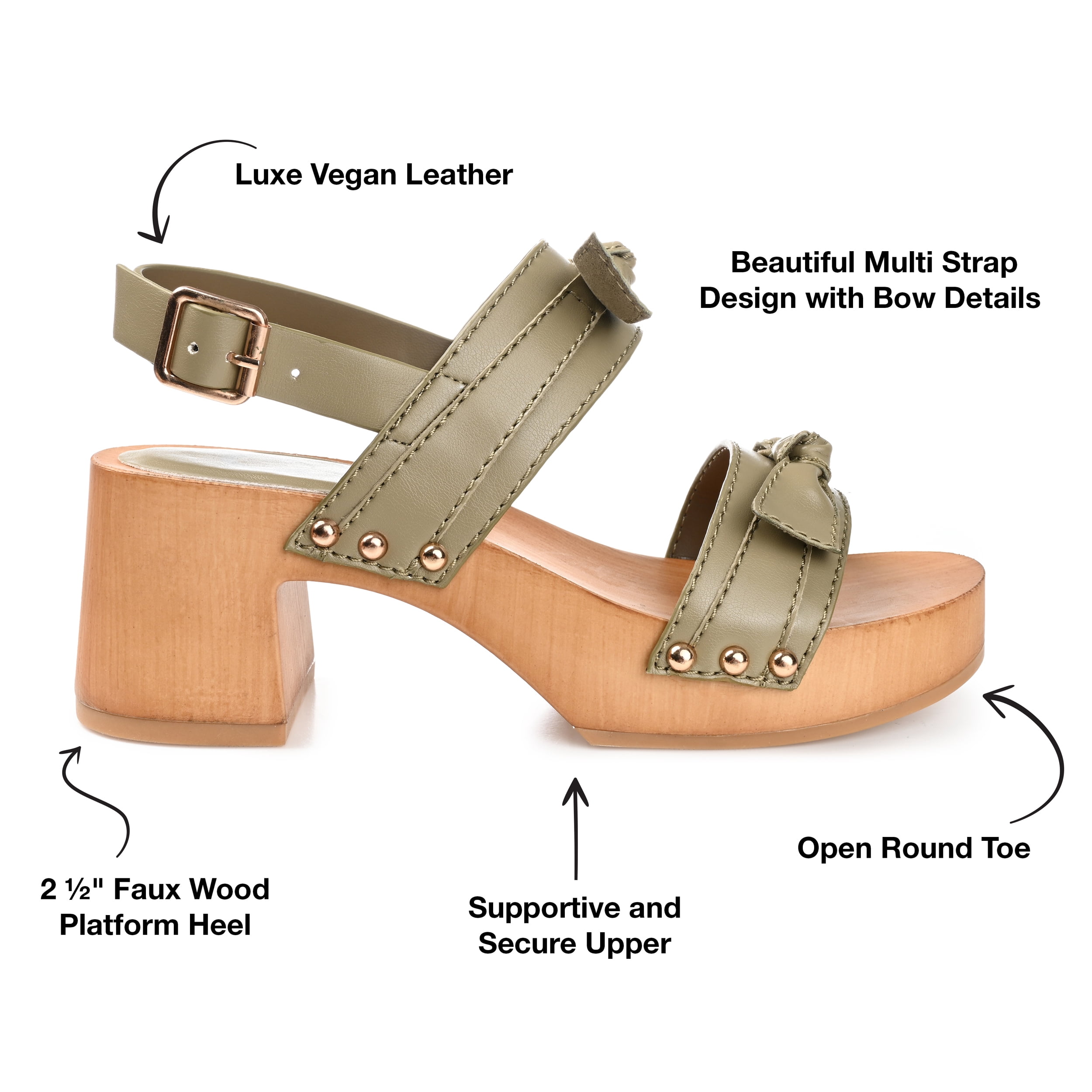 Journee Womens Tia Double Bow Accent Clog Sandals