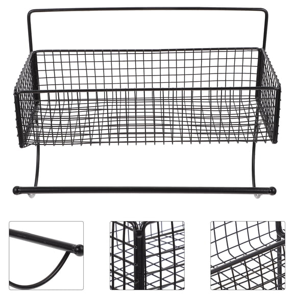 MLINS  Nail-free Storage Basket Multi-function Shelf Towel Rack Black