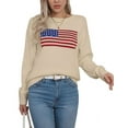 thumbnail image 3 of American Flag Graphic Sweaters for Women 4th of July Crew Neck Sweater Long Sleeve Casual Knit Pullover Sweater Shermie, 3 of 6