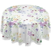 SKYSONIC 60" Flowers Pattern Round Table Cloths Tablecloths for Home Kitchen Restaurat Decor Polyester Washable Tablecover Kithchen Party Picnic