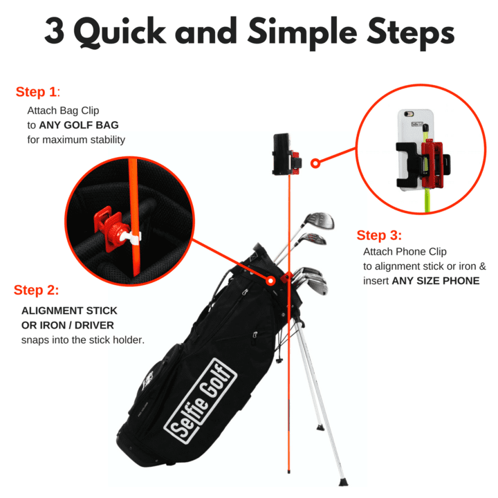 SelfieGOLF Record Golf Swing - Cell Phone Holder Golf Analyzer Accessories | Winner of The PGA Best Product | Selfie Putting Training Aids Works with Any Golf Bag and Alignment Stick - image 3 of 7