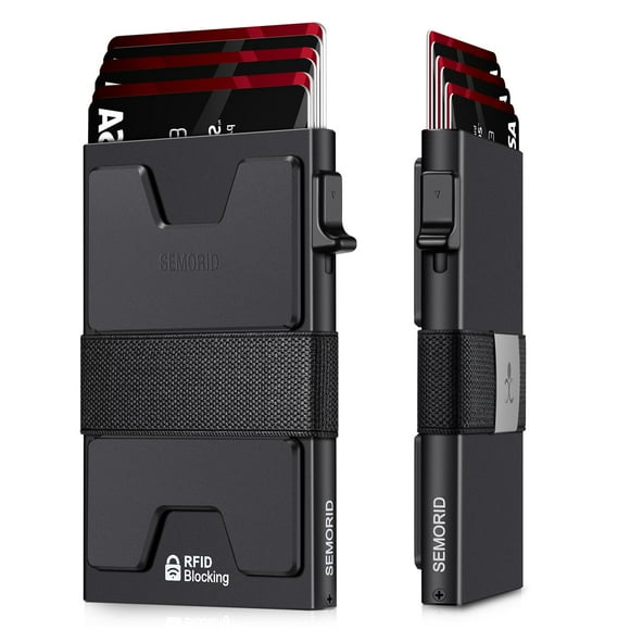 Tarjetero SEMORID Slim de aluminio con bloqueo RFID