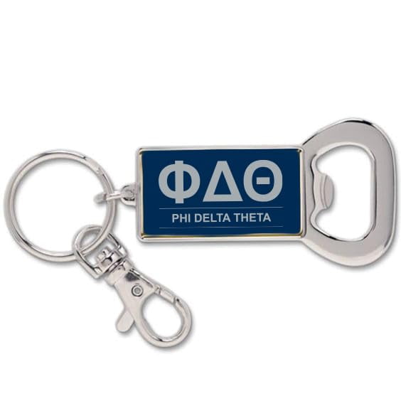 Phi Delta Theta Fraternity Keychain - Flat Bottle Opener with Greek Letters and Fraternity Name in Official Colors, Phi Delta Theta Keyring