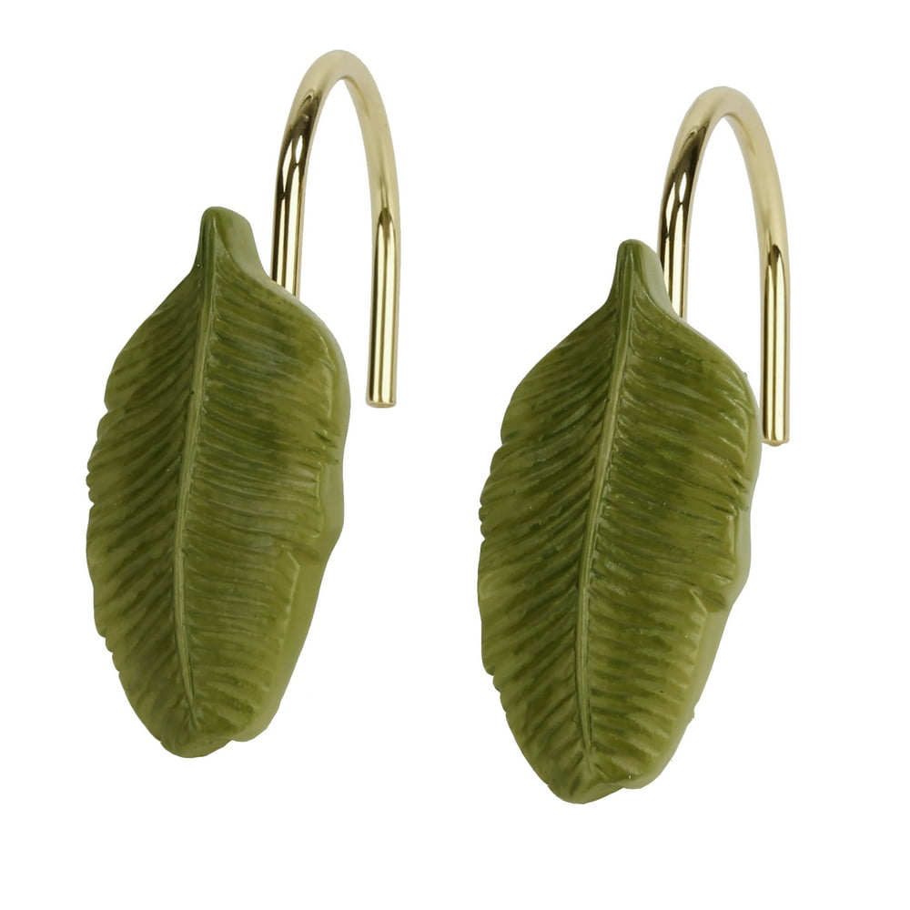 Better Homes & Gardens Tropical Leaves Shower Curtain Hooks, 12 Piece ...