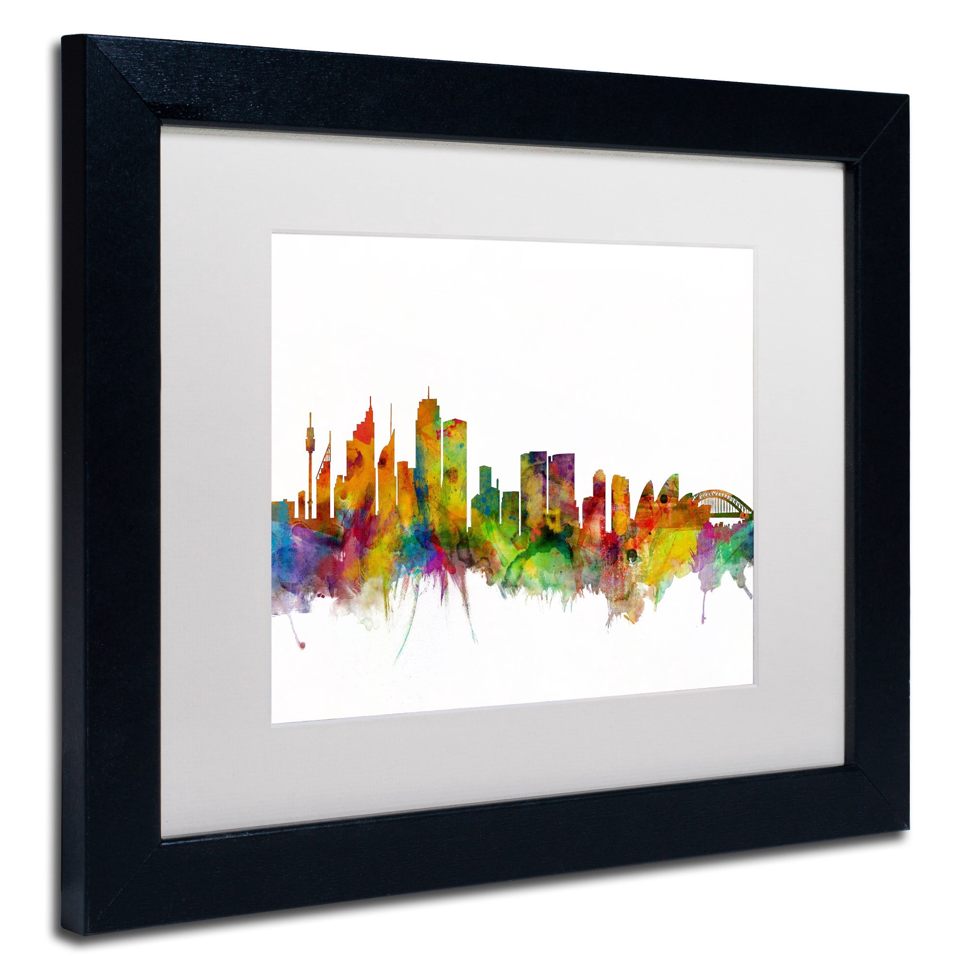 Trademark Fine Art "Sydney Australia Skyline IV" Canvas Art by Michael Tompsett White Matte, Black Frame