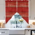 thumbnail image 4 of Vintage Farmhouse Swag Curtain Valance for Windows, Abstract Red Wood Grain Texture Window Treatments Short Swag Topper for Kitchen Windows Bathroom Bedroom, 36"x45", 4 of 8