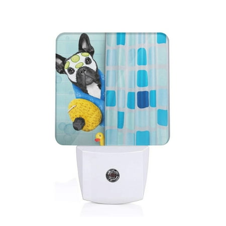 

Sigee French Bulldog Dog in a Bathtub for Night Lights Plug into Wall Dusk to Dawn Sensor Warm White Led Night Light 0.5W for Kid Hallway