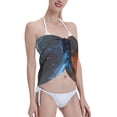 thumbnail image 4 of KLL Red And Blue Fire Skull Warrior Print Women's Sarong Coverups Short Bathing Suit Wrap Skirt Beach Wrap Swimsuit Cover Ups, 4 of 6