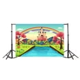 thumbnail image 3 of ABPHOTO Polyester 7x5ft Fairytale Castle Backdrop Rainbow Trees Fresh Flowers Green Grassland Blue Sky White Cloud Backdrops for Photography Cartoon Photo Background Girls Happy Birthday Studio Props, 3 of 4