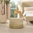 thumbnail image 3 of Yolanda 24" Round Upholstered Accent Ottoman Fawn Brown, 3 of 10